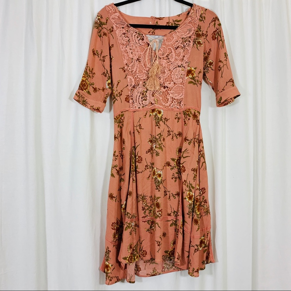 Joyfolie | Mia Joy Floral Lace Tassel Dress | B84